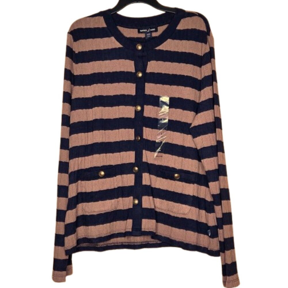 NWT Nautica Jeans Women’s Striped Faux Knit Cardigan